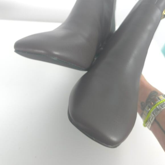 Kurt Geiger Chelsea Square Toe Bootie Brown Leather Ankle Block Heel Size 41 - Picture 13 of 15